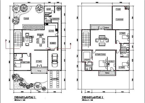 denah rumah  dua lantai terbaru informasi  model rumah