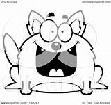 Outlined Chubby Wolf Grinning Clipart Cartoon Cory Thoman Coloring Vector Evil sketch template