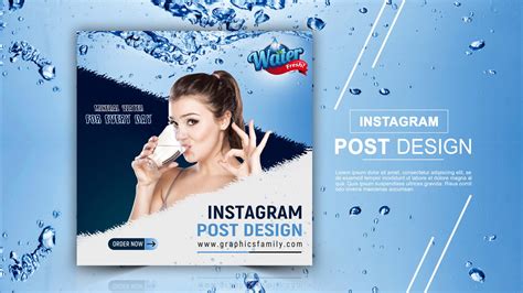 water ad instagram post design template graphicsfamily