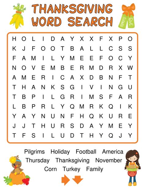 printable thanksgiving word search printable word searches