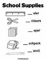 School Supplies Worksheets Back Worksheet Coloring Printable Preschool Items Teachers Kids Preschoolers Copy sketch template