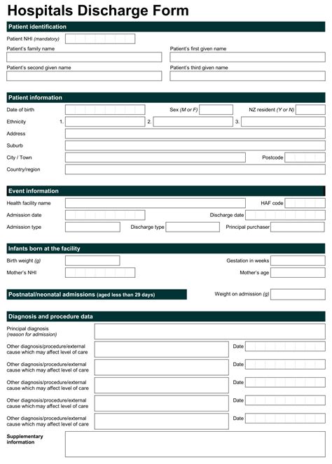 hospital discharge papers template