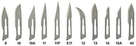 scalpel blade size chart