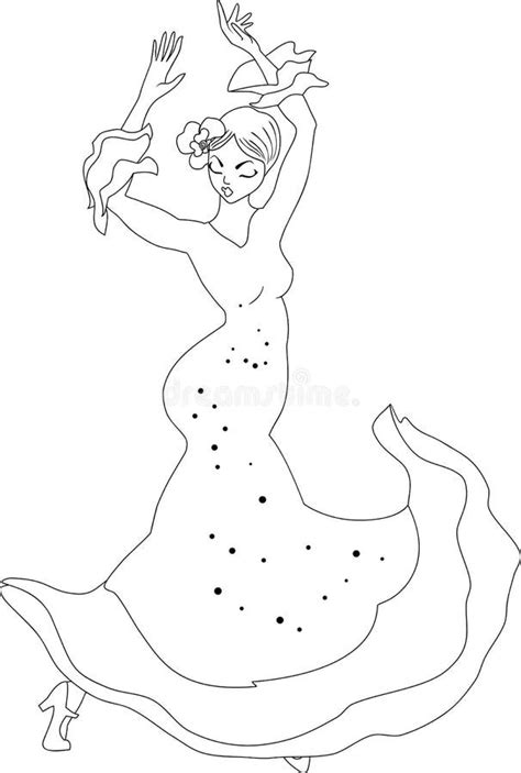 flamenco dancer  fan stock vector illustration  lady