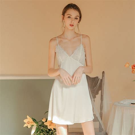 Waliicorners Sexy Spaghetti Strap Chemise Nightgown Elegant Summer