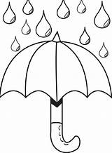 Umbrella Raindrops Colouring sketch template