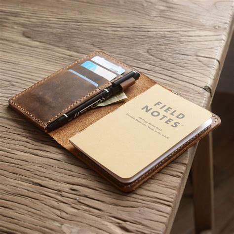 handmade field notes notebook cover pocket size brown  extra