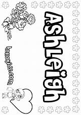 Ashleigh Coloring Name Color Pages Print sketch template