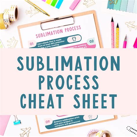 sublimation process cheat sheet printable  country chic cottage