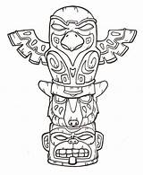 Totem Pole Coloring American Native Poles Pages Drawing Craft Easy Drawings Tattoo Template Printable Totems Animal Wolf Color Symbols Di sketch template