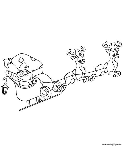 santa claus riding  sleigh christmas coloring page printable