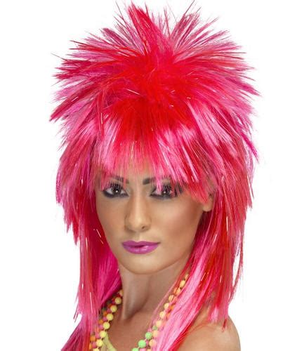 spikey 80s rock star diva wig punk fancy dress 1980s costume ladies