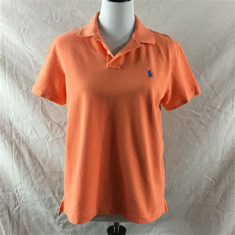 ralph lauren blue label classic fit polo shirt womens large orange pony logo womens shirts
