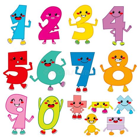 funny cartoon numbers stock  image