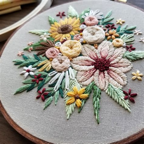 floral harvest embroidery pattern  jessica long embroidery