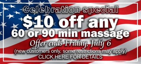 10 off any 60 or 90 min massage celebration special relax heal