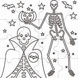 Halloween Coloring Puzzles Pages Para Colorear sketch template