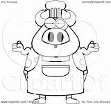 Chef Shrugging Careless Cow Lineart Illustration Clipart Royalty Cory Thoman Cartoon Vector 2021 sketch template