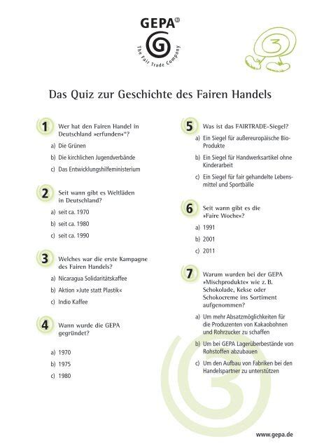 der fragen und antworten des gepa quiz zum