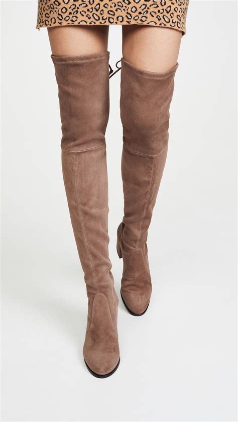 stuart weitzman suede hiline   knee boots  taupe brown lyst