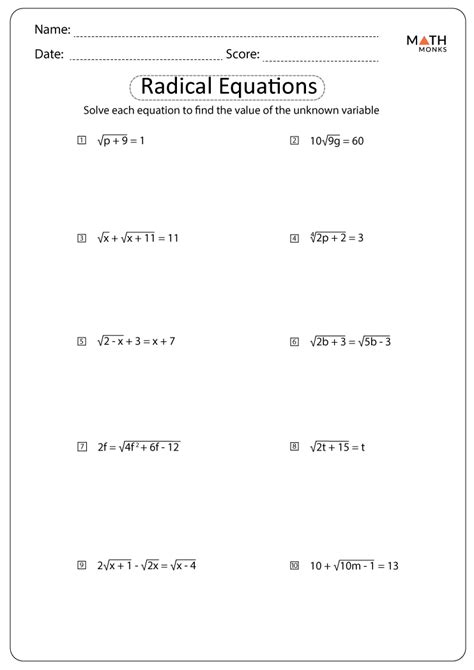 exponents and radicals worksheet