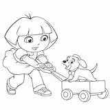 Coloring Dog Playing Boy Dora Popular Pages sketch template