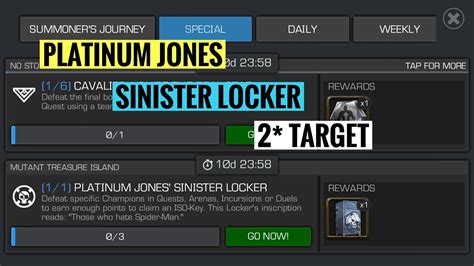 platinum jones sinister locker easy duel target marvel contest