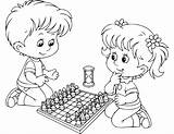 Chess Coloring Play Pages Playing Para Dibujo Ajedrez Drawing Boy Colorear Girl Clipart Book Puzzle Pieces Board Piece Game Child sketch template