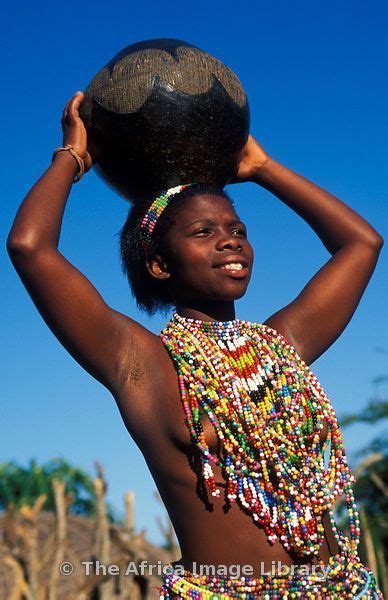 Africa Zulu Maiden Wearing Beads Kwazulu Natal South Africa