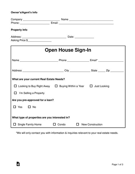 real estate open house sign  sheet  word eforms