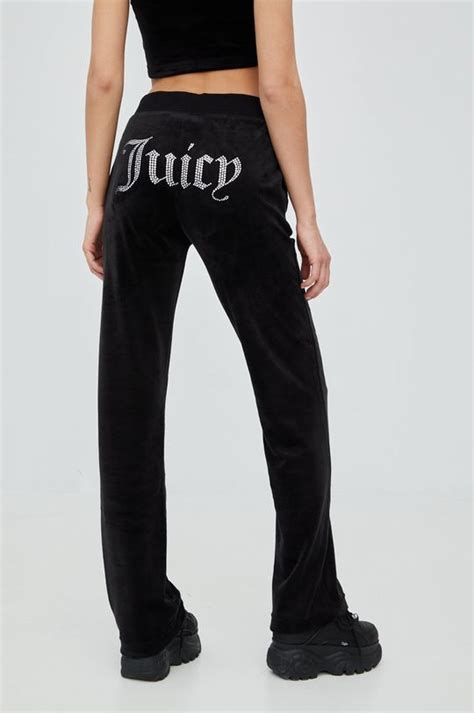 juicy couture spodnie dresowe damskie kolor czarny  aplikacja