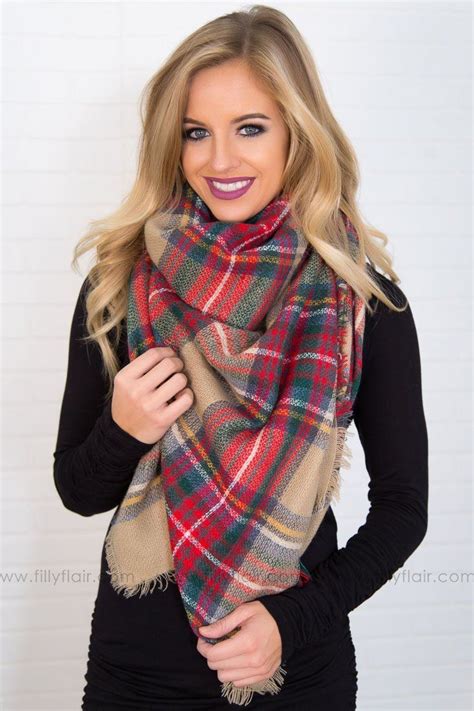 weve   covered plaid blanket scarf  tan scarf women