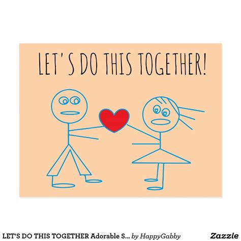 Let S Do This Together Adorable Stick Couple Postcard