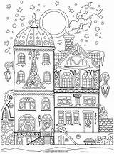 Coloring Pages Christmas Town Easter Adults Small Colouring Template Printable Books Adult Little Book House Nice Noel sketch template