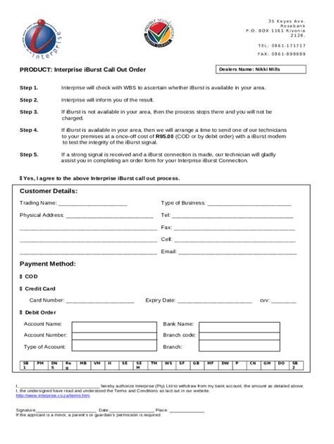 product interprise iburst call  order  template pdffiller
