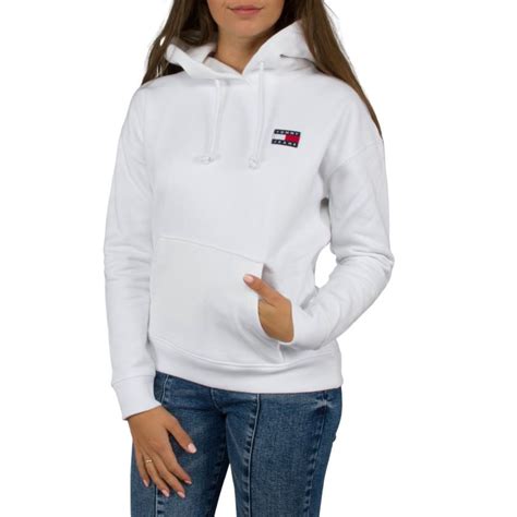 witte tommy badge hoodie dames  arrivals store