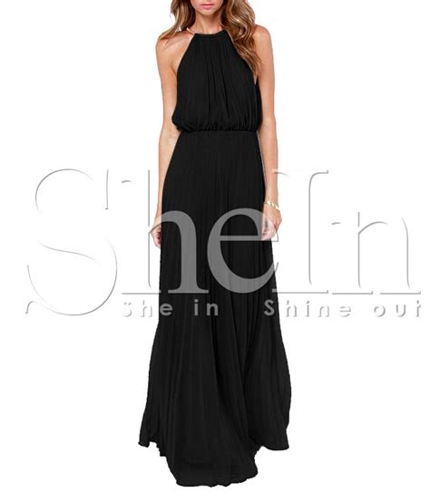 Black Sleeveless Halter Pleated Maxi Dress 27 99 Dresses