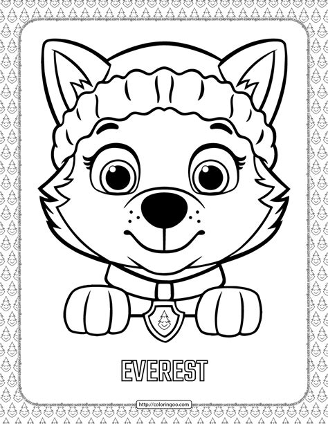 paw patrol cartoon everest head coloring page paw patrol coloring