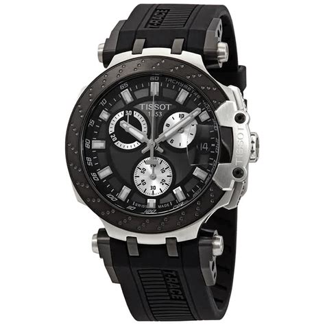 tissot t race chronograph quartz black dial men s watch t115 417 27 061
