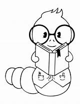 Bookworm Coloring Drawing Template Pages Templates Getdrawings sketch template