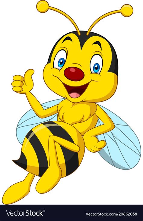 Cartoon Happy Bee Giving Thumbs Up Royalty Free Vector Image