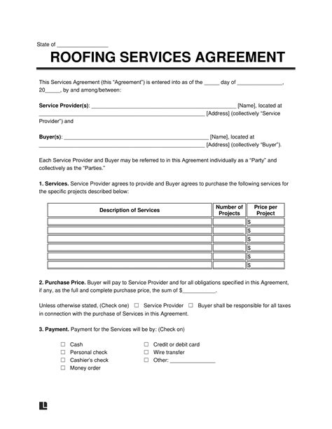 roofing contract template  word legal templates