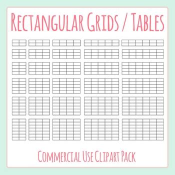 tables templates rectangular grids blank clip art pack  commercial