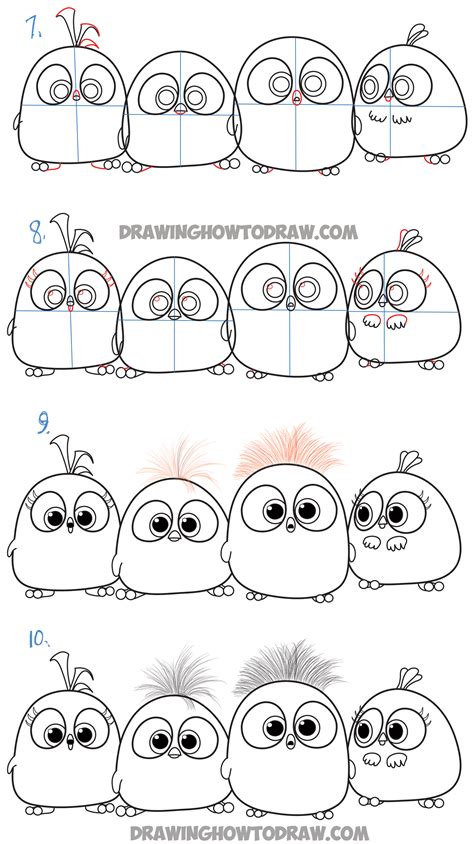 draw angry bird hatchlings baby birds drawing tutorial
