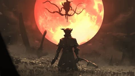 red sony ps bloodborne moon presence p wallpaper