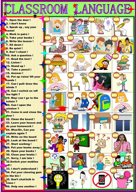 classroom language interactive worksheet