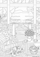 Coloring Village Adult Printable Pages Favoreads sketch template