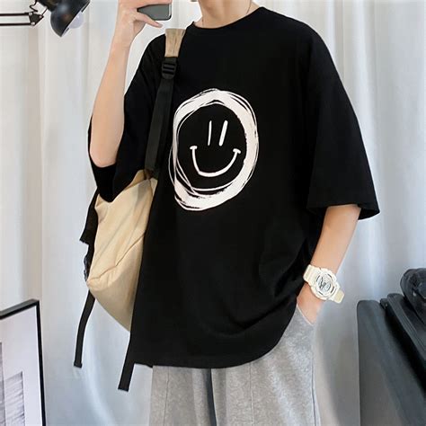 【4 Color】 S 5xl Smile Oversized Tshirt Short Sleeve T