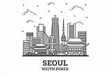 Korea Skyline sketch template