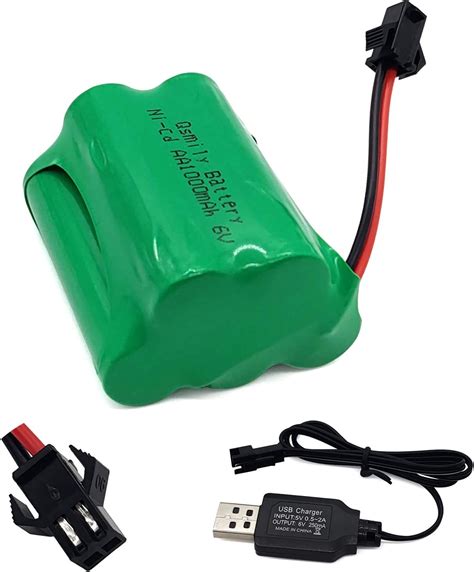qsmily 6v battery pack 1000mah ni cd aa rechargeable battery pack with